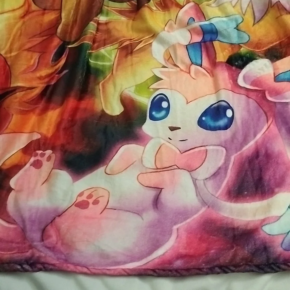 Pokemon Inspired Eevee Eeveelution Anime Fleece Throw Blanket 50x60 NEW